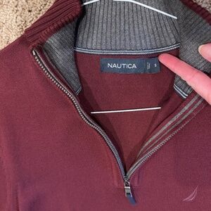 🍁🍁3/$28 Men's Nautica Burgundy 1/4 zip sweater Small